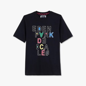 Pánske tmavomodré tričko s ofsetovou sieťotlačou Eden Park
