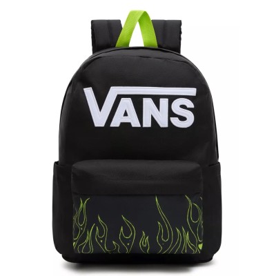 Čierny ruksak s plameňmi Vans New Skool Backpack Black/Lime