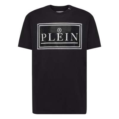 Pánske čierne tričko s potlačou z kryštálov Philipp Plein T-Shirt 02 Black