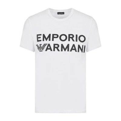 Pánske biele tričko s potlačou Emporio Armani T-Shirt 00010 Bianco