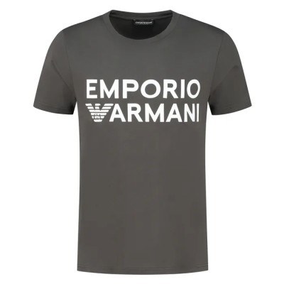 Pánske tmavo šedé tričko s potlačou Emporio Armani T-Shirt 06154 Terra