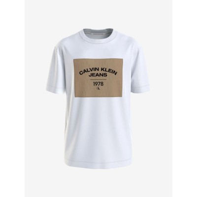 Pánske biele tričko s potlačou Calvin Klein T-Shirt YAF Bright White