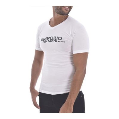 Pánske biele tričko s potlačou Emporio Armani T-Shirt 00010 Bianco