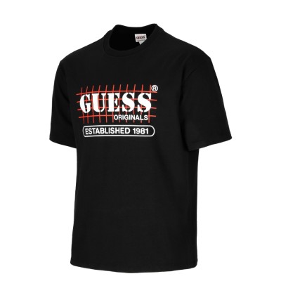 Pánske čierne tričko s potlačou Guess Jeans T-Shirt A996 Jet Black