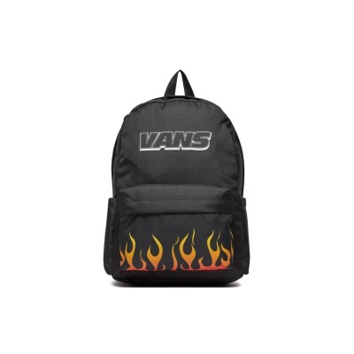 Čierny ruksak s farebnými plameňmi Vans New Skool Backpack True Black