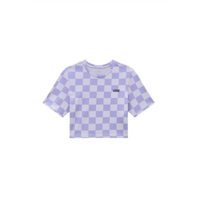 Dámske fialové kockované tričko Vans Checker Crew Crop II Cosmic Sky