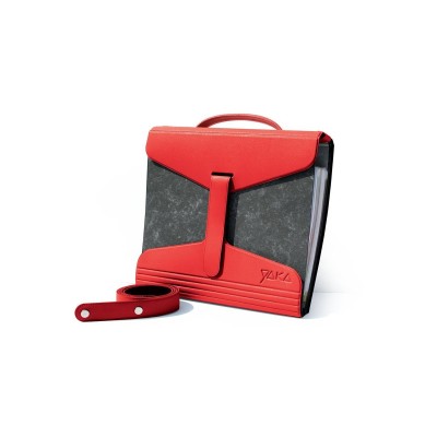 Červená kožená taška na zložky Yaka Binder Carrier 100% Red leather